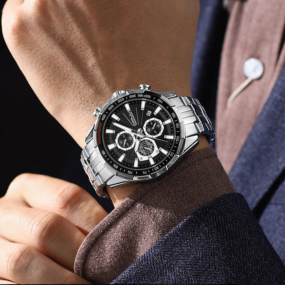 CRRJU Men's Watches Fashion Business Multifunction Quartz Chronograph with Auto Date and Luminous Hands Relogio Masculino