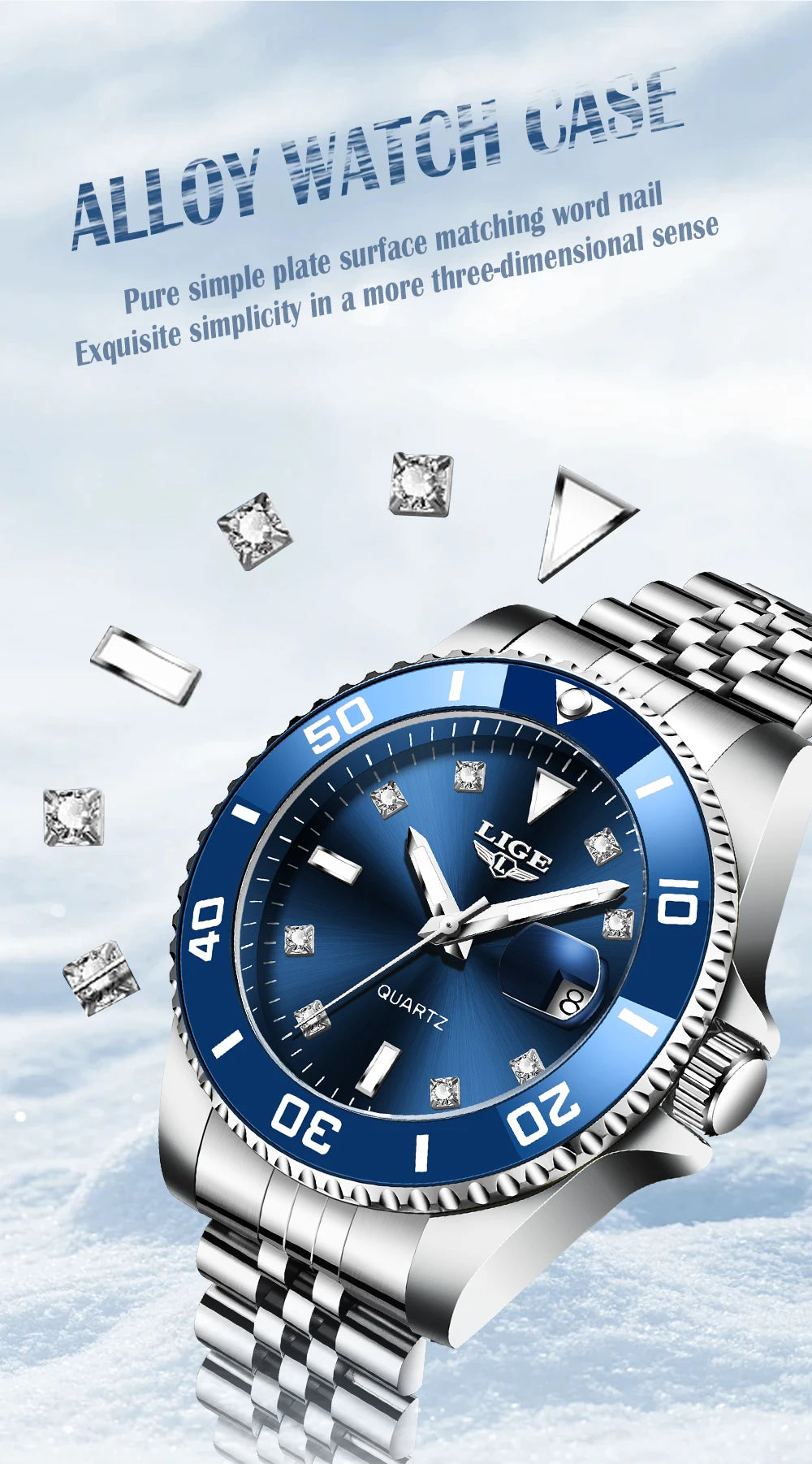 LIGE Men Top Brand Luxury Watch Fashion Diver 30ATM Waterproof Wristwatch Date Clock Sport Quartz Watches Mens Relogio Masculino