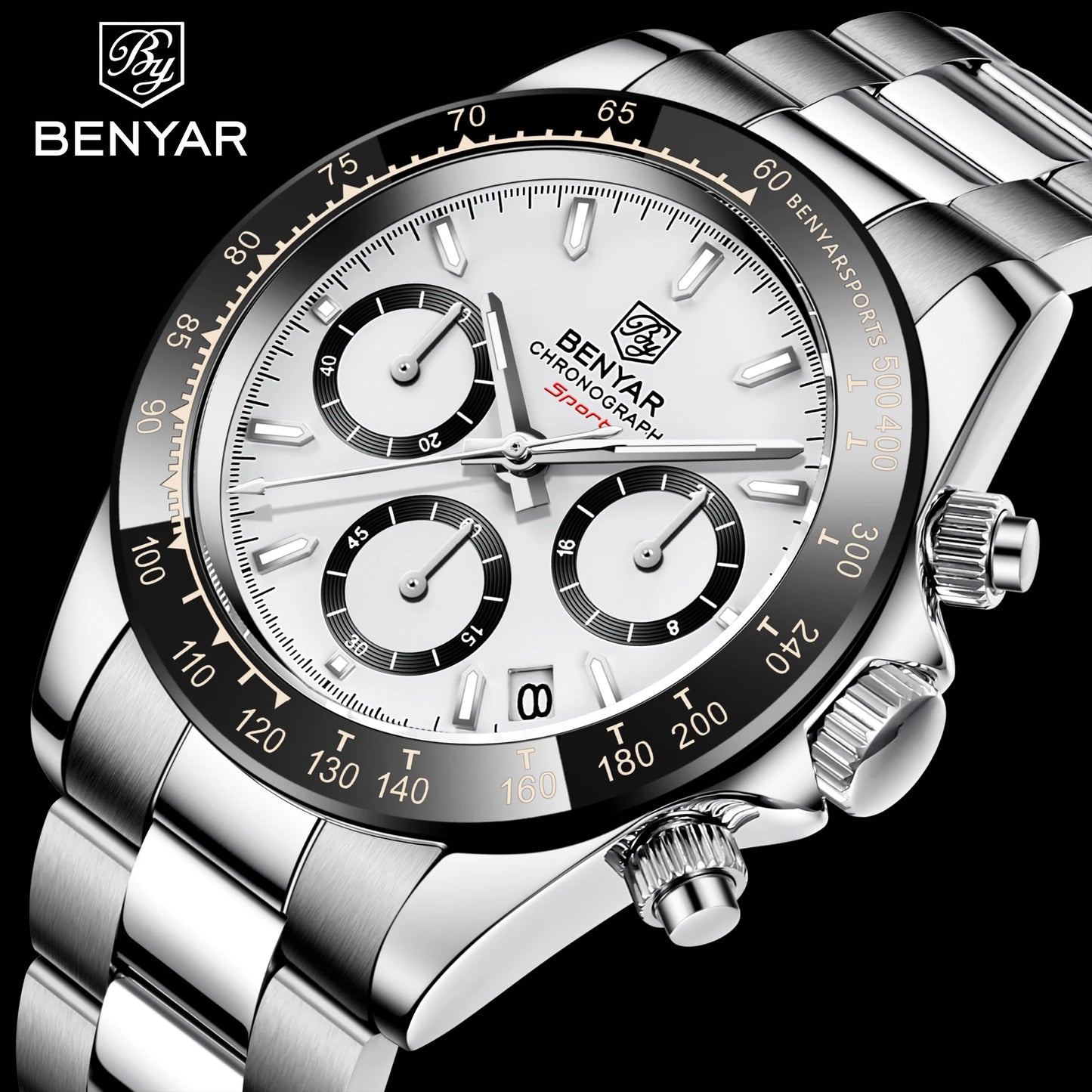 Relojes Hombre 2024 BENYAR New  Watches Men Luxury Brand Chronograph Male Sport Watches Waterproof Stainless Steel Quartz  Watch