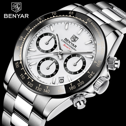 Relojes Hombre 2024 BENYAR New  Watches Men Luxury Brand Chronograph Male Sport Watches Waterproof Stainless Steel Quartz  Watch