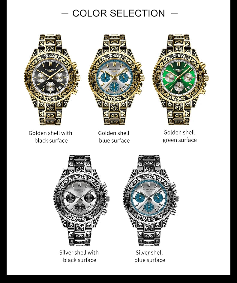 Retro Luxury Watches for Man Automatic Watch Sculpture Wrist Watch Waterproof Stainless Steel Watch Men's Clock Vintage reloj