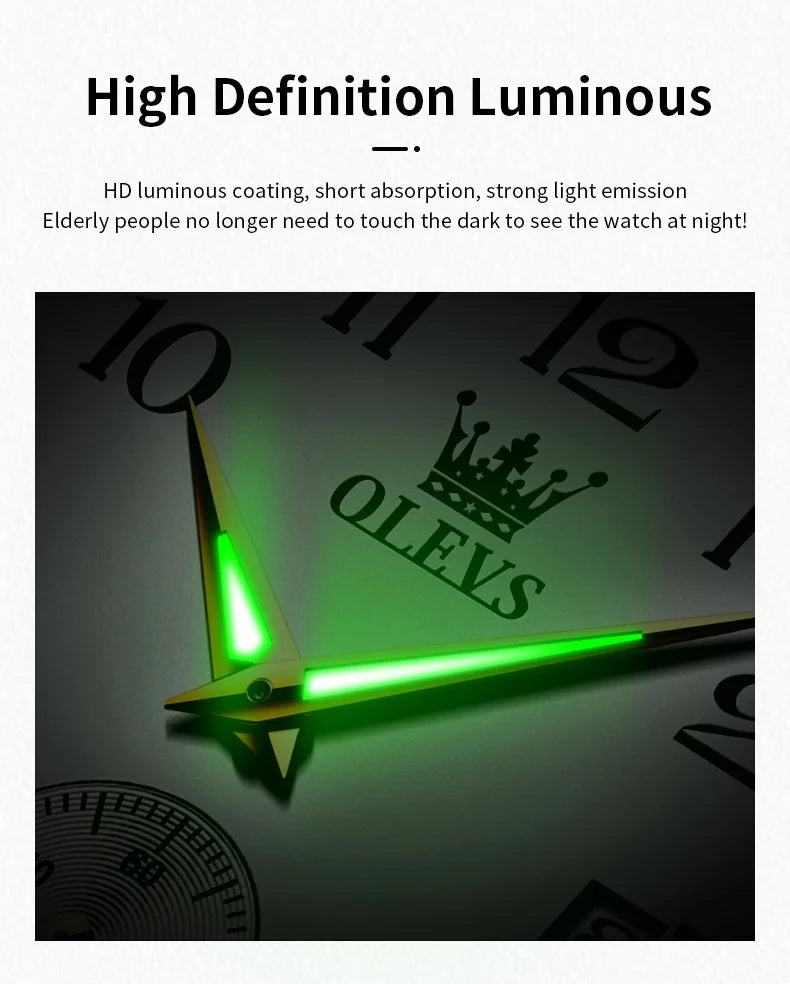 OLEVS 3622 Chronograph Quartz Watch for Men Fashion Leather Strap Luminous Waterproof Classic Digital Dial Top Men's Wristwatch