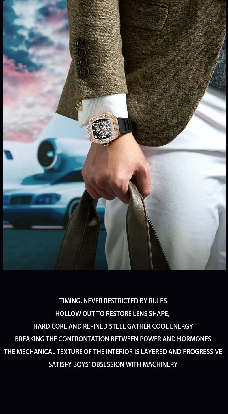 2022 New Men's Watch ONOLA Fashion Luxury Diamond Inlaid Design Quartz Waterproof Tape Watches Men Relogio Masculino Clock