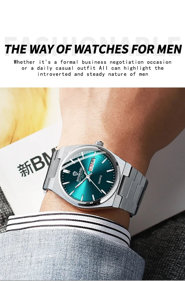Luxury Square Sport Man Wristwatch Waterproof Luminous Chronograph Quartz Men's Watches Stainless Steel Men Watch Reloj