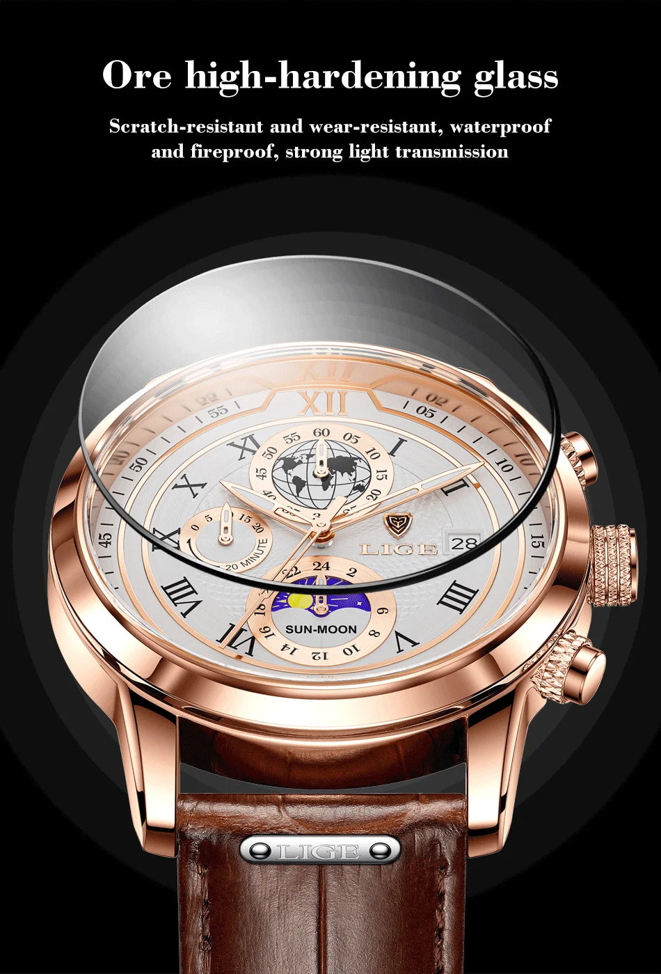 2025 LIGE Fashion Watch Men Sports Quartz Clocks Mens Watches Top Brand Leather Military Waterproof Date Watch Relogio Masculino