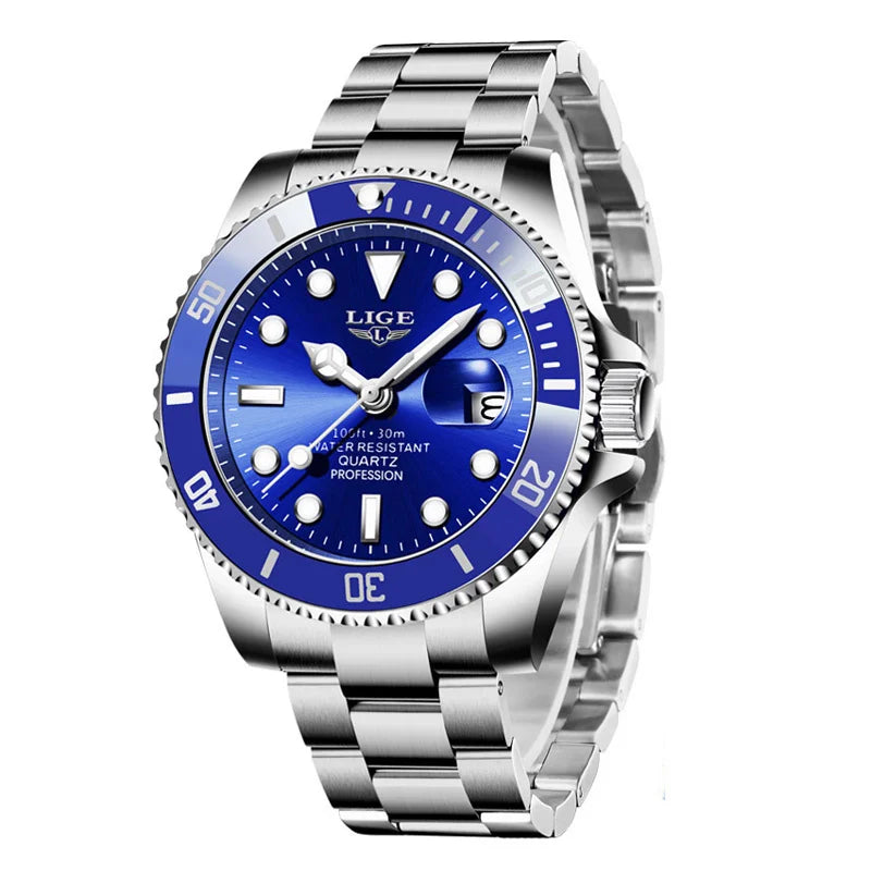 Reloj Hombre LIGE Luxury Business Man Watch Waterproof Luminous Male Clock Fashion Calendar Stainless Steel Quartz Men Watches