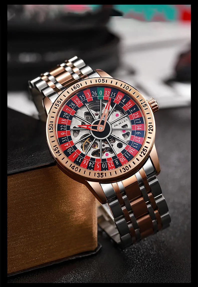 Men Mechanical Watch Automatic Luxury Gambling Rotating Plate Dial Wristwatch Man Casual Waterproof Luminous Clock Reloj Hombre