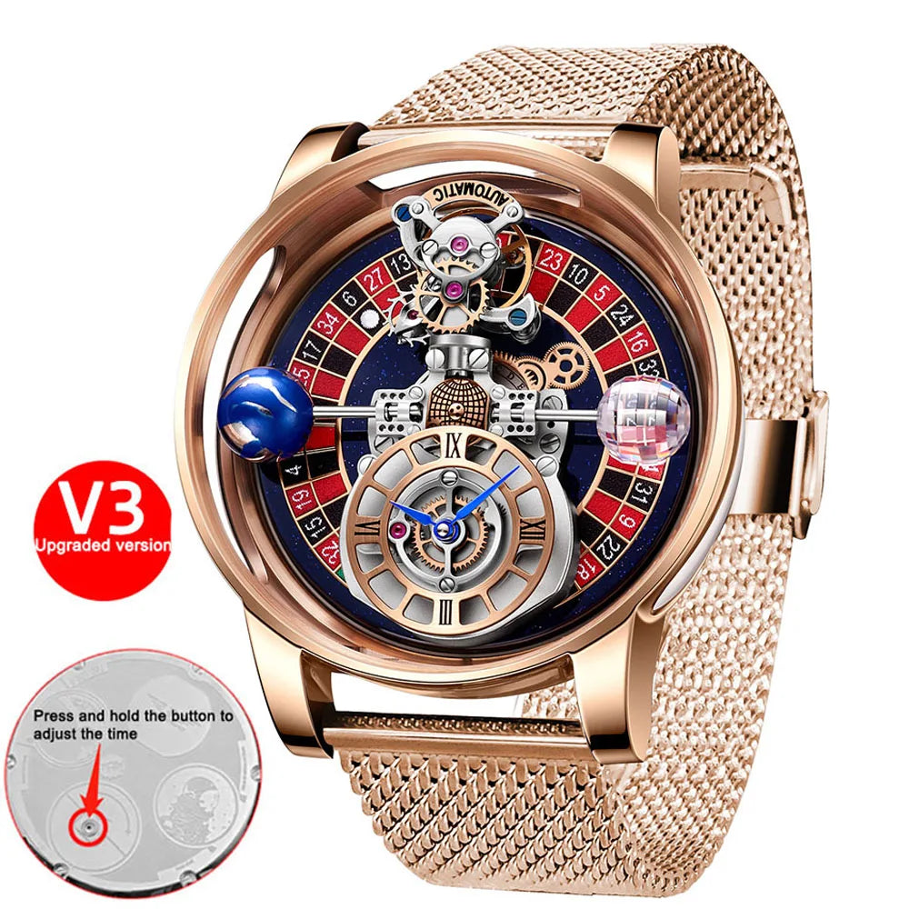 Las Vegas Roulette PINDU DESIGN Mens Watches Top Brand Luxury Astronomia Quartz Watch Montre Homme
