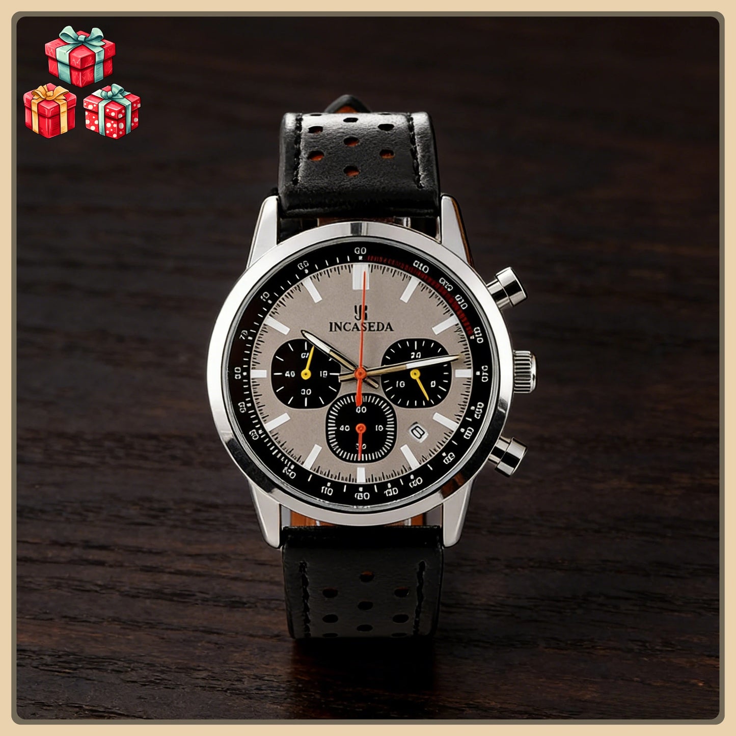 Luminous Couple Watch Chronograph Quartz Leather Multifunctional Sports Waterproof with Date Display