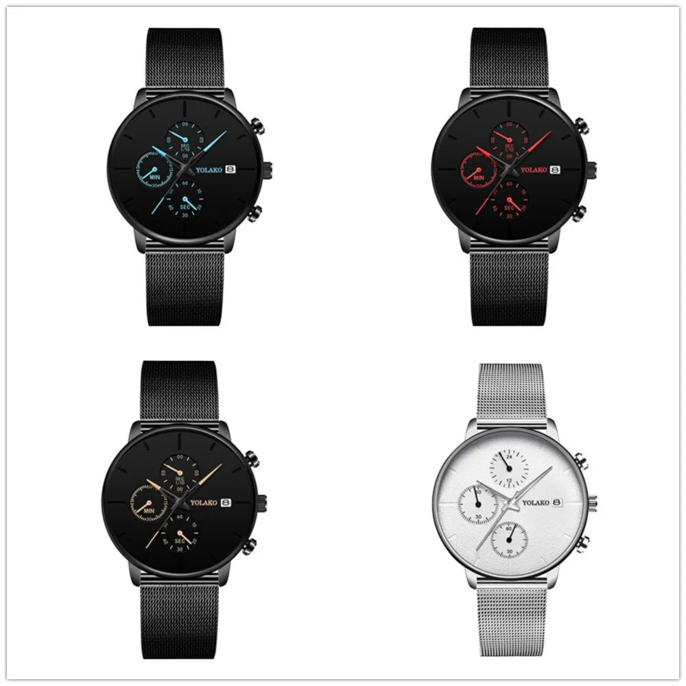 2025 Mens Luxury Watches for Men Business Casual Ultra Thin Clock Male Stainless Steel Mesh Belt Quartz Watch relogio masculino