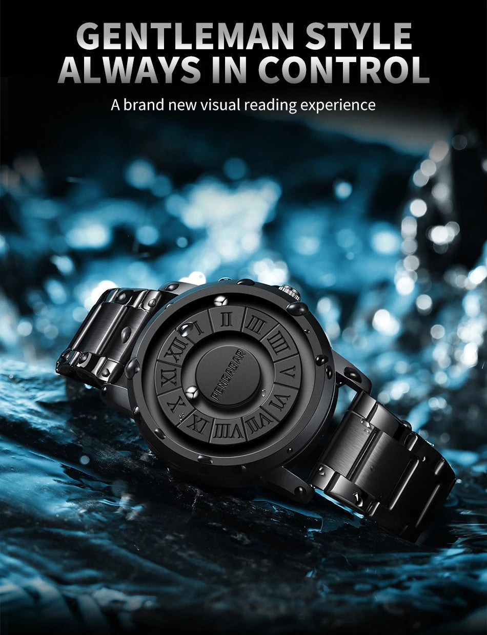 2025 New Men's Watches Top Luxury Quartz Watch For Men Creative Scrolling Pointer Magnetic Force Wrist Clock Relogio Masculino