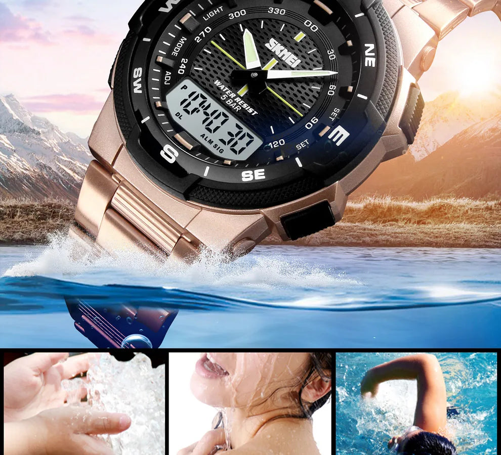 SKMEI 1370 Luxury Full Steel Business Waterproof Watch Relogio Masculino Watch Men Fashion Sport Quartz Clock Mens Watches