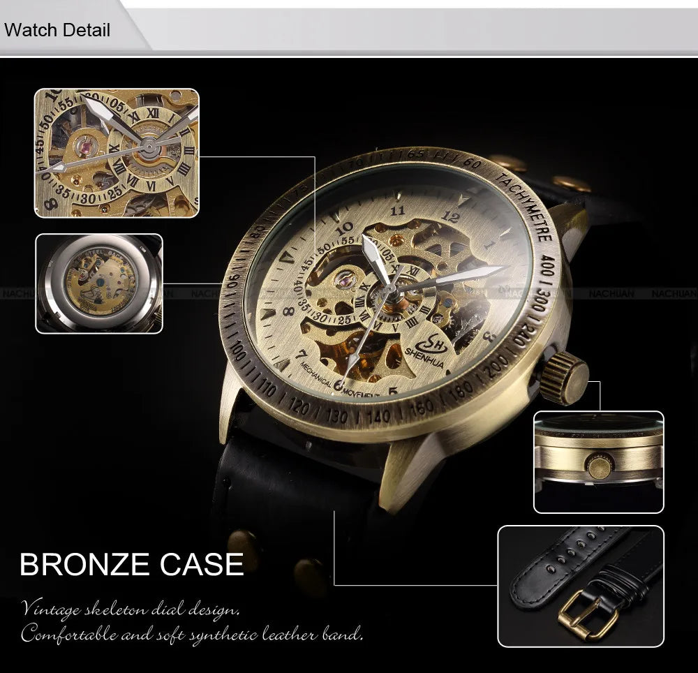 Wrist Watch For Men Waterproof Automatic Mechanical Watch Men's watch Retro montre homme with Genuine Leather relogio masculino