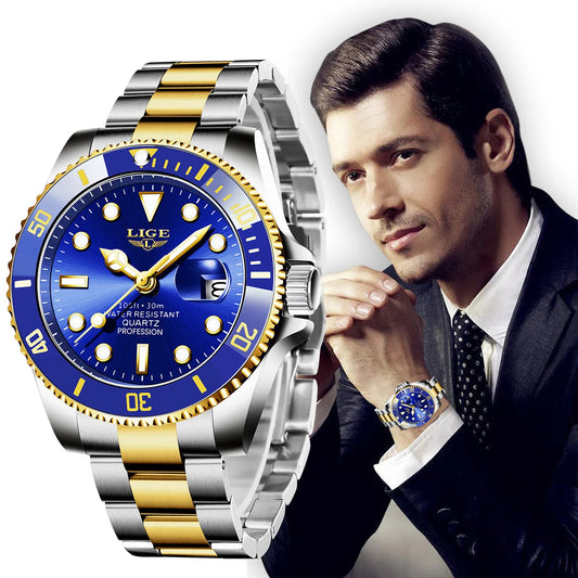 Reloj Hombre LIGE Luxury Business Man Watch Waterproof Luminous Male Clock Fashion Calendar Stainless Steel Quartz Men Watches