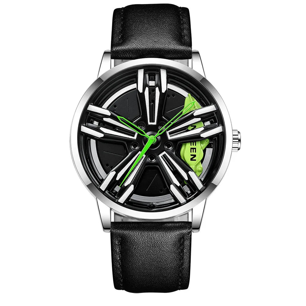 2025 New Racing Watches Men Custom Design Super Car Rim Watch Stainless Steel Black Retro Waterproof Watch Relogio Masculino