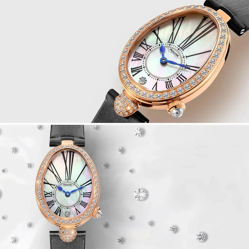 ROCOS Luxury Brand Woman Watch High Quality Fashion Oval Ladies Fashion Quartz watches Leather Waterproof  Watch for Women R0233