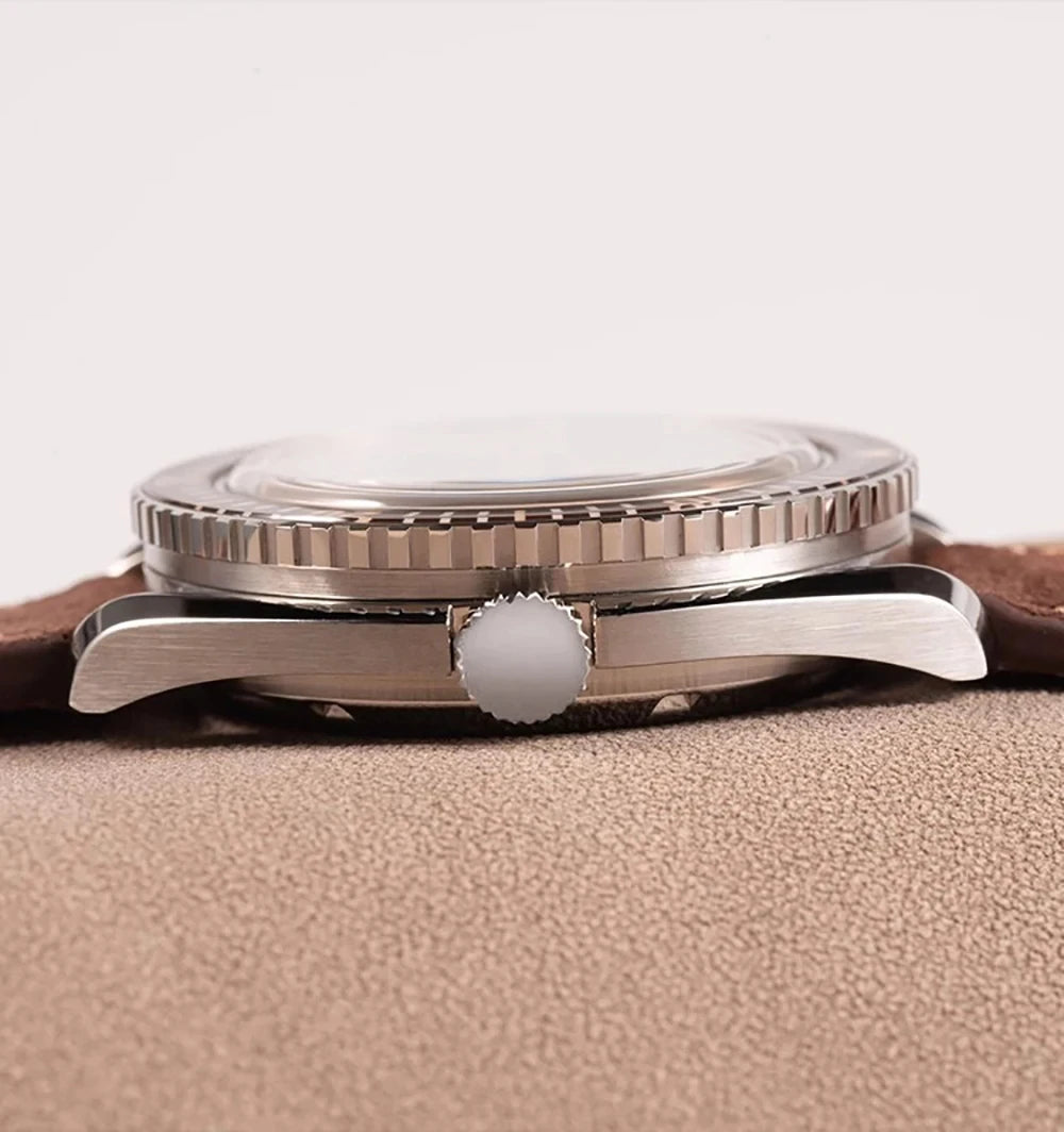 Hruodland Classic Retro Automatic Mechanical Men's Watches F025 Stainless Steel Brown Leather waterproof Luminous reloj hombre