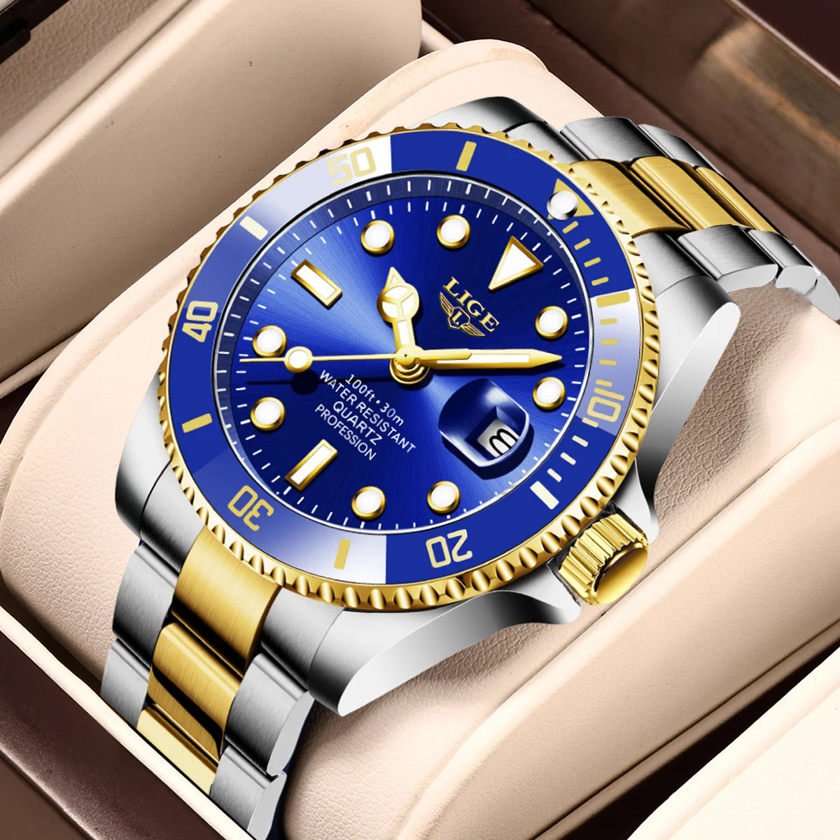 Reloj Hombre LIGE Luxury Business Man Watch Waterproof Luminous Male Clock Fashion Calendar Stainless Steel Quartz Men Watches