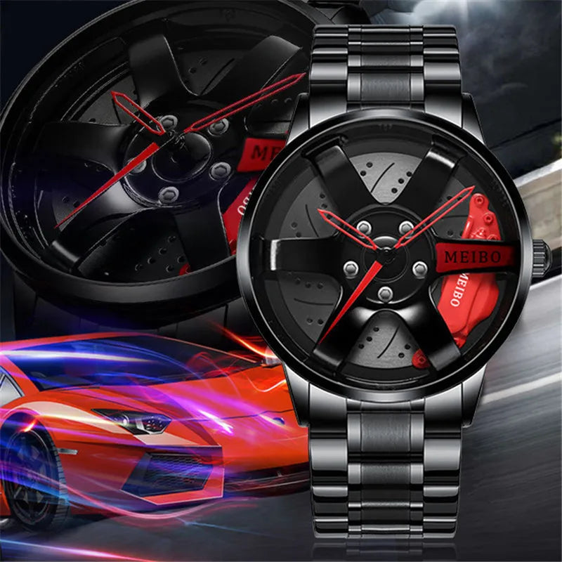 2025 Top Men Leather Watches Men Car Wheel Hub Stainless Steel Quartz Watch For Mens Military Sports Watch Relogio Masculino