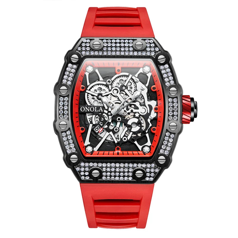 2022 New Men's Watch ONOLA Fashion Luxury Diamond Inlaid Design Quartz Waterproof Tape Watches Men Relogio Masculino Clock