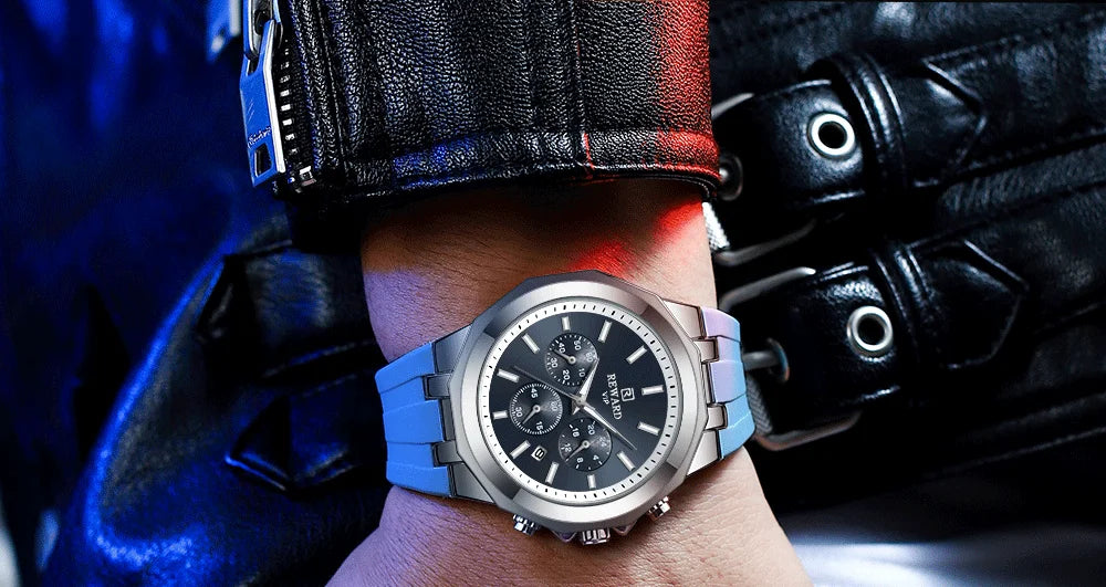 REWARD Mens Watches Top Luxury Brand Waterproof Sport Wrist Watch Chronograph Quartz Military Genuine Relogio Masculino