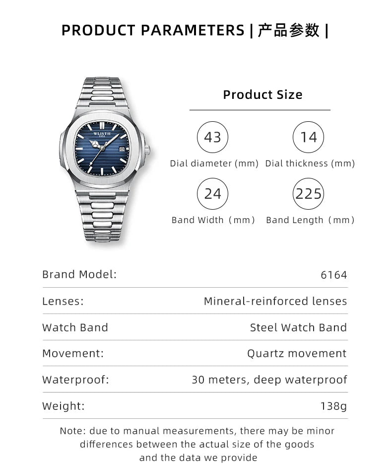 2025 Top Brand Mens Watches Luxury Men Sport Wristwatch Business Waterproof Luminous Fashion Quartz Watch Male with Calendar