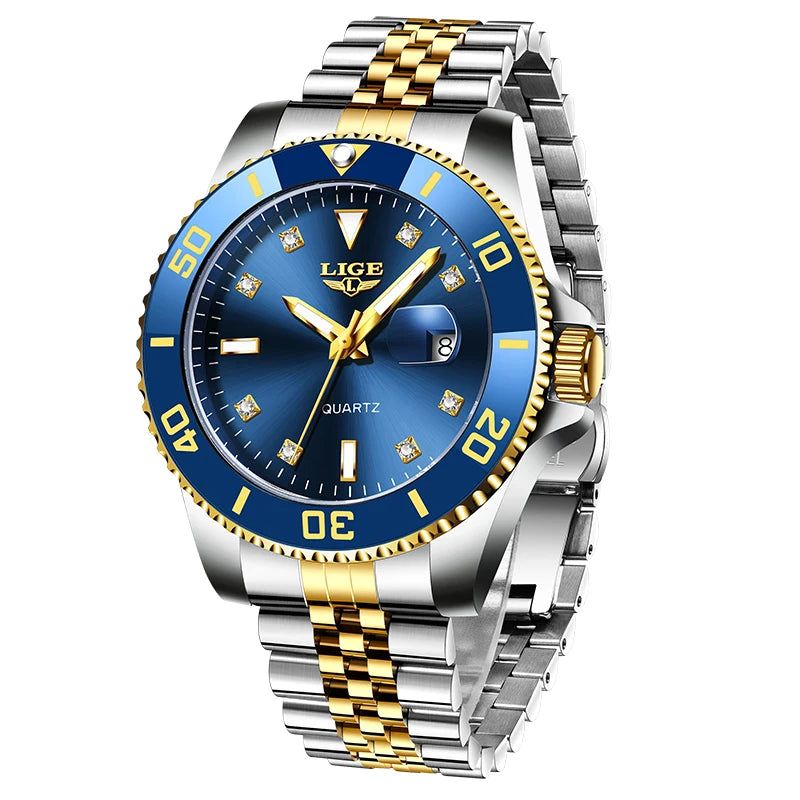 LIGE Men Top Brand Luxury Watch Fashion Diver 30ATM Waterproof Wristwatch Date Clock Sport Quartz Watches Mens Relogio Masculino