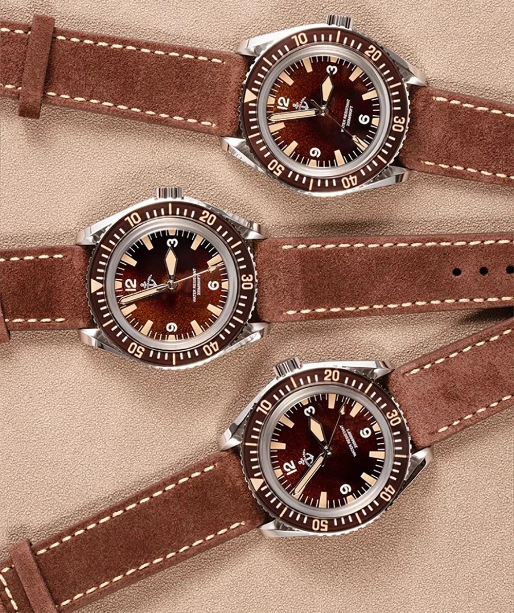 Hruodland Classic Retro Automatic Mechanical Men's Watches F025 Stainless Steel Brown Leather waterproof Luminous reloj hombre