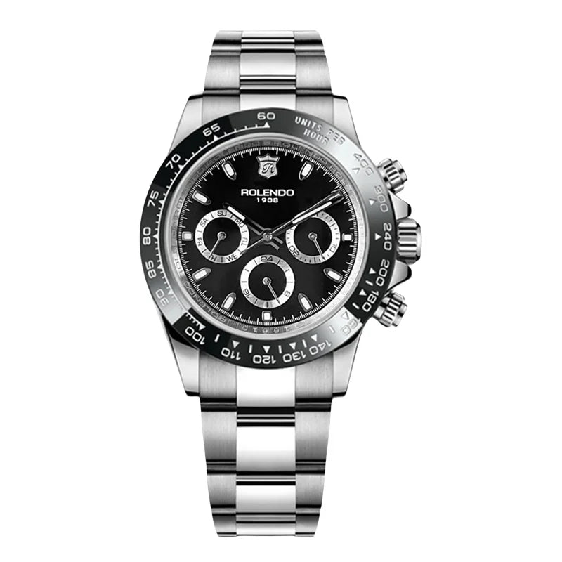 ROLENDO Luxury Men Automatic Diver Watch 40.5mm Mineral Crystal Luminous Date 300M Waterproof High-end Men's Wristwatch Gift