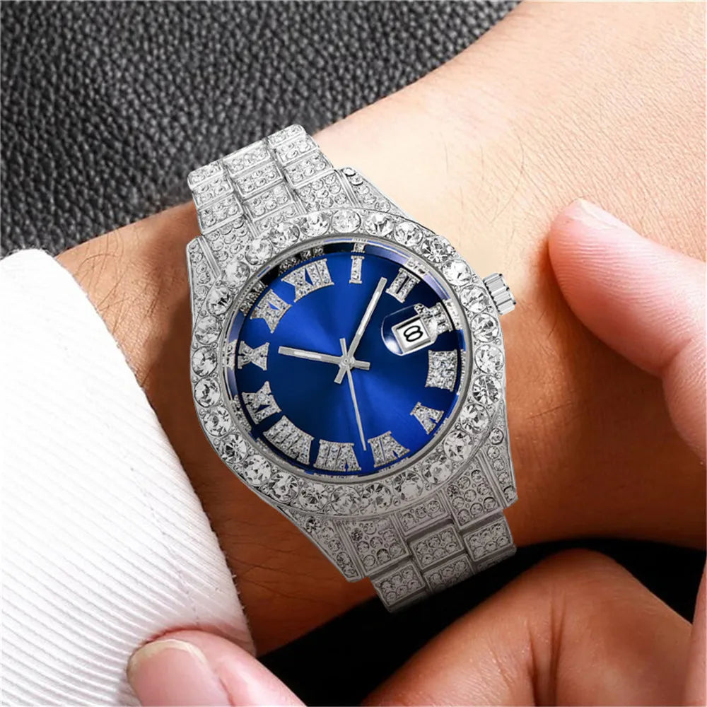 Relogio Masculino Men's Watches Luxury Quartz Watch Stainless Steel Diamond Fashion Luminous Clock Gift Watch Calendar 2023