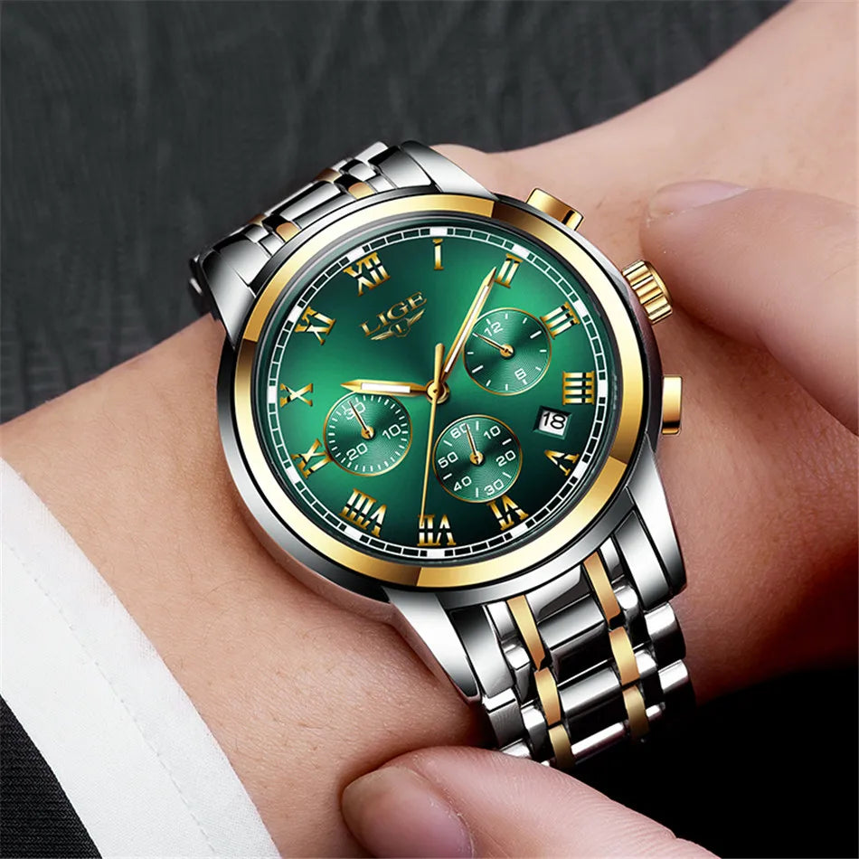 Relojes Hombre 2024 New LIGE Watches Men Luxury Brand Chronograph Male Sport Watches Waterproof Stainless Steel Quartz Men Watch