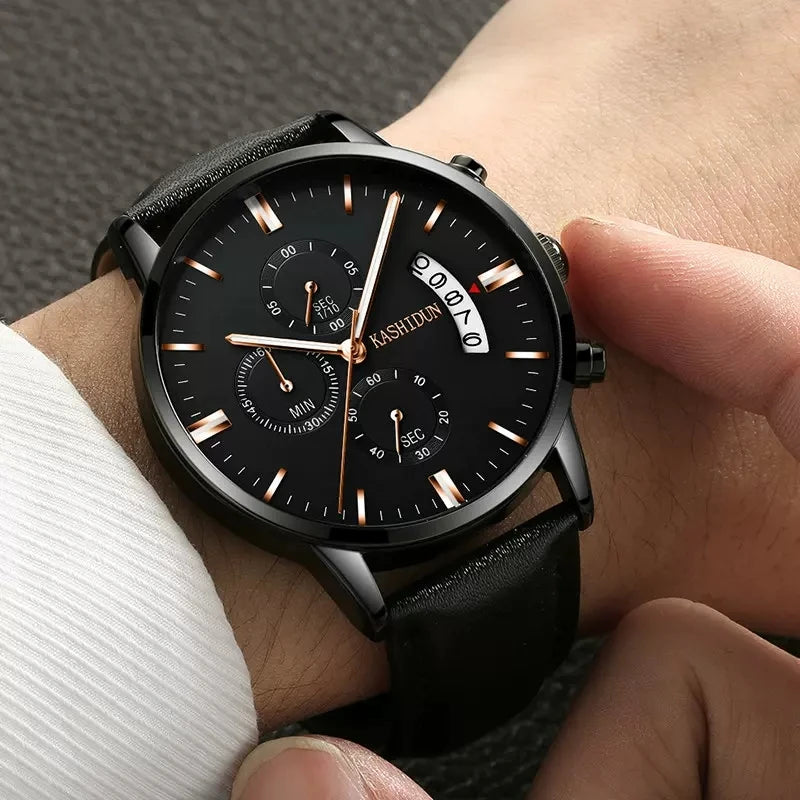 2023 Fashion Men's Watch Brand Luxury Male Quartz Watches Minimalist Casual Leather Strap Digital Calendar Wristwatch Men Clock