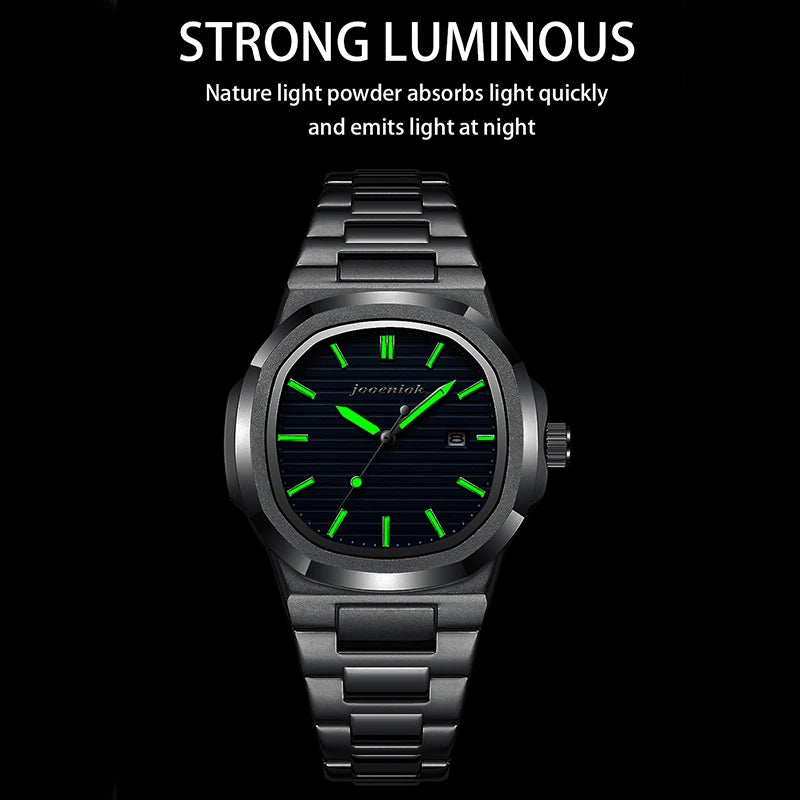 2025 Top Brand Luxury Men Wristwatch Business Waterproof Luminous Alloy Polygonal Case Fashion Quartz Watch Male with Calendar