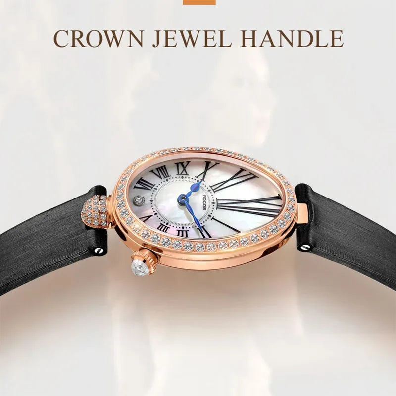 ROCOS Luxury Brand Woman Watch High Quality Fashion Oval Ladies Fashion Quartz watches Leather Waterproof  Watch for Women R0233