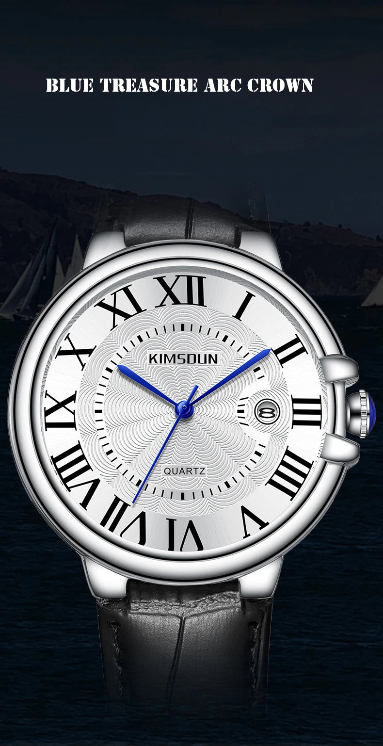 2025 Brand Men Watch Business High-end Transparent Waterproof Leather Strap Rome Battery Male Fashion Quartz Clock Watches gift