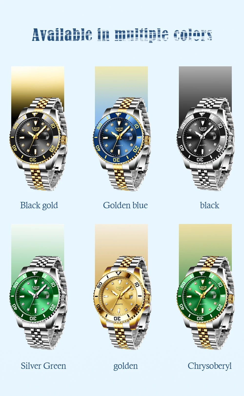 LIGE Men Top Brand Luxury Watch Fashion Diver 30ATM Waterproof Wristwatch Date Clock Sport Quartz Watches Mens Relogio Masculino