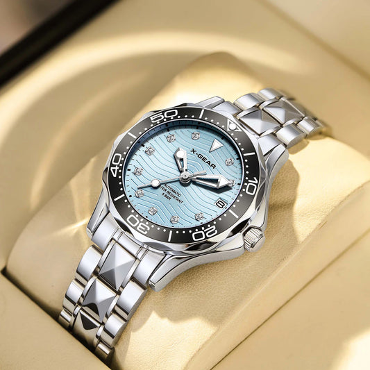 X-GEAR Women's New Watch Fully Automatic Mechanical Watch Light Luxury Temperament Waterproof Watch for Women
