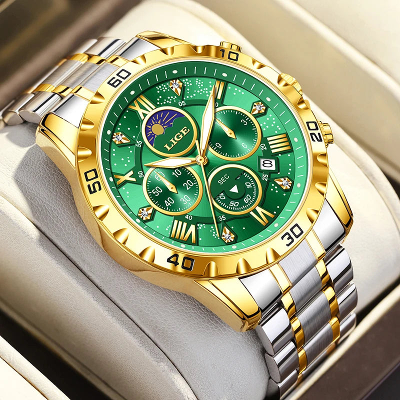 LIGE Woman Watches Rose Gold Top Brand Luxury Green Watch Women Quartz Waterproof Women's Wristwatch Ladies Girls Watches Clock
