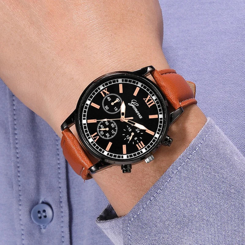 New Mens Watches Luxury Male Clock Fashion Sport Quartz Wristwatch for Man Casual Leather Belt Male Clock Relogio Masculino