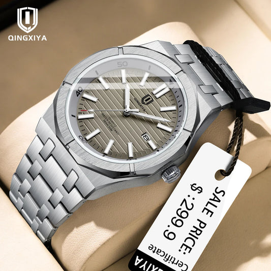 QINGXIYA Mens Watch Top Brand Luxury Auto Date Quartz Watch for Men Stainless Steel Waterproof Wrist Watches relogio masculino