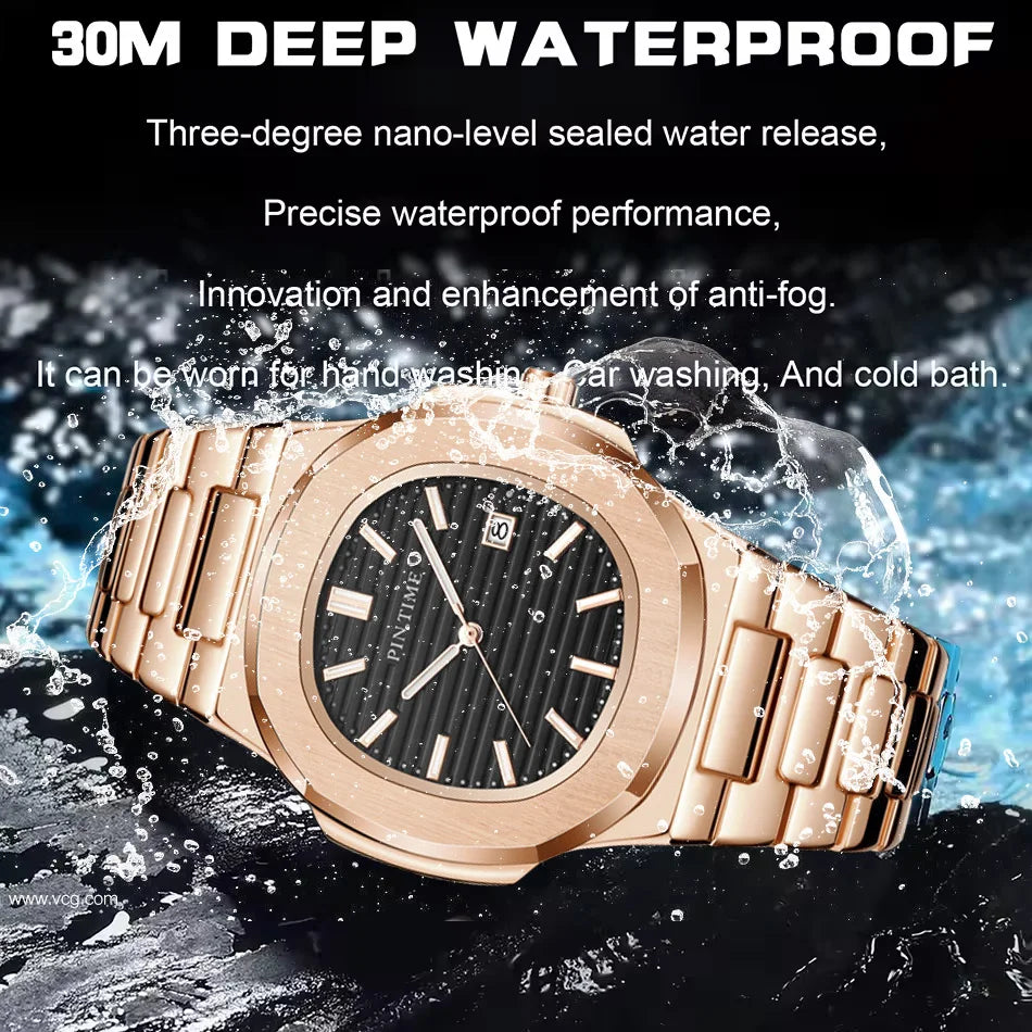 2025 Top Brand Luxury Men Wristwatch Business Waterproof Luminous Alloy Polygonal Case Business Quartz Watch Male with Calendar