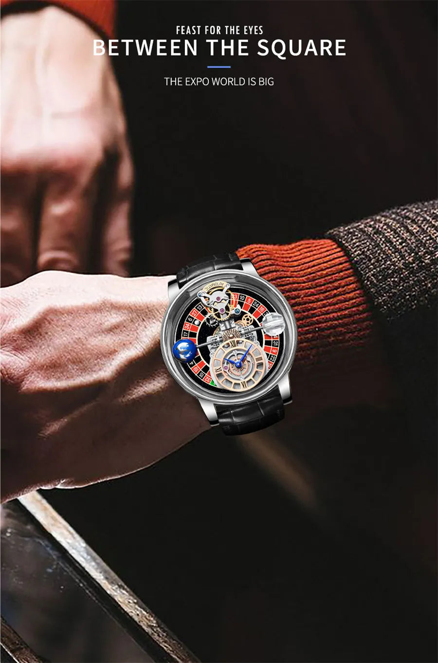 Relogio PINDU Fixed Roulette Watch Latest Design Quartz Watch Men Waterproof Leather Man Wristwatch Upgraded Version