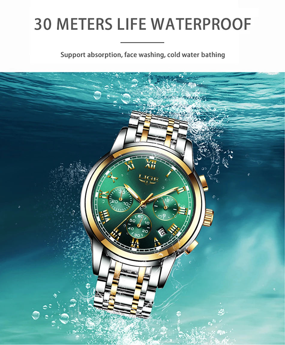 Relojes Hombre 2024 New LIGE Watches Men Luxury Brand Chronograph Male Sport Watches Waterproof Stainless Steel Quartz Men Watch
