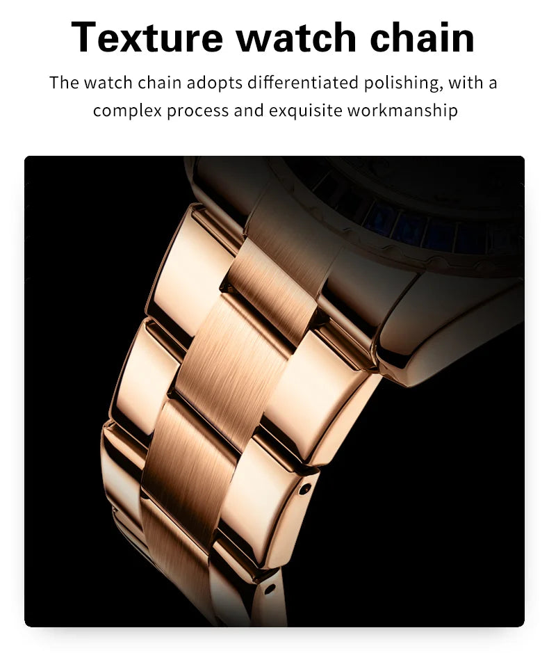 Watches For Men OLEVS Original Rainbow Gem Light Rose Gold Luxury Series Quartz Watch Waterproof Steel Strap Men's Watch New