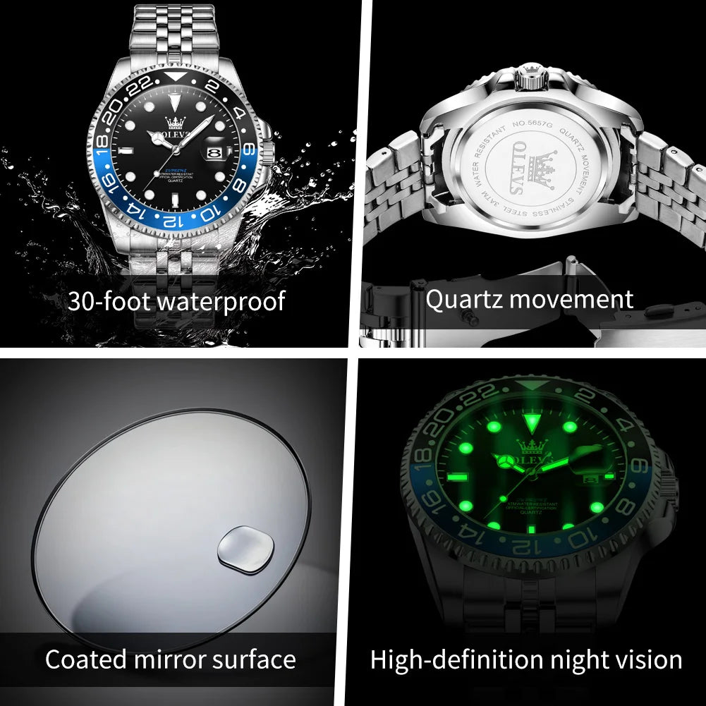 OLEVS 5657 Watch For Men Original Fashion Date Sports Business Quartz Man Watch Top Brand  Big Dial Waterproof Luminous Luxury
