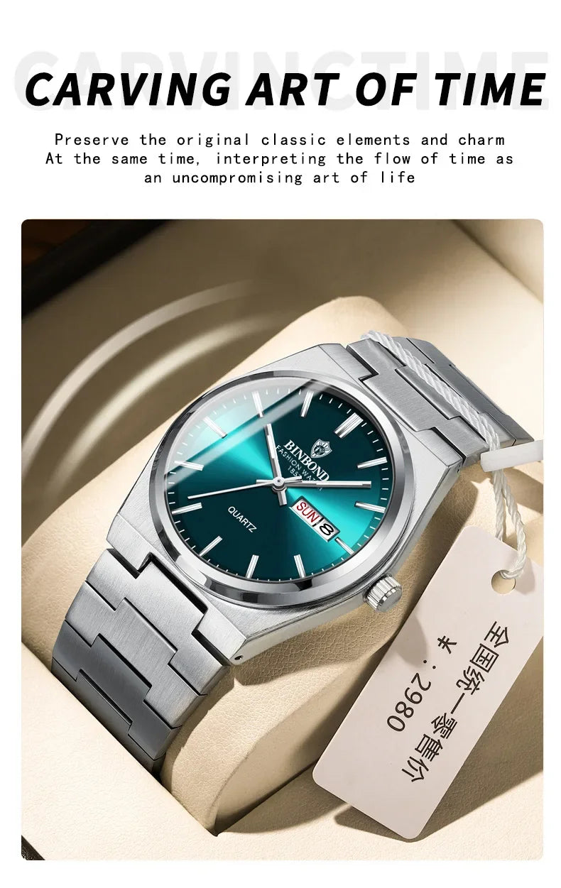 Luxury Square Sport Man Wristwatch Waterproof Luminous Chronograph Quartz Men's Watches Stainless Steel Men Watch Reloj