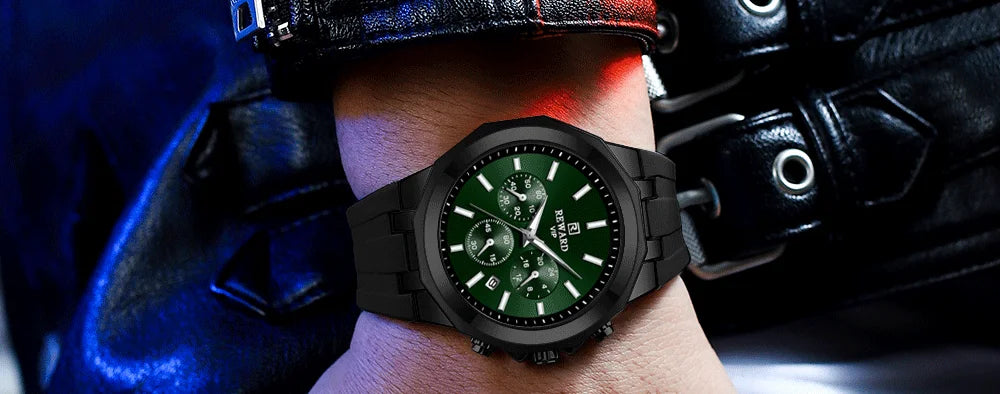 REWARD Mens Watches Top Luxury Brand Waterproof Sport Wrist Watch Chronograph Quartz Military Genuine Relogio Masculino