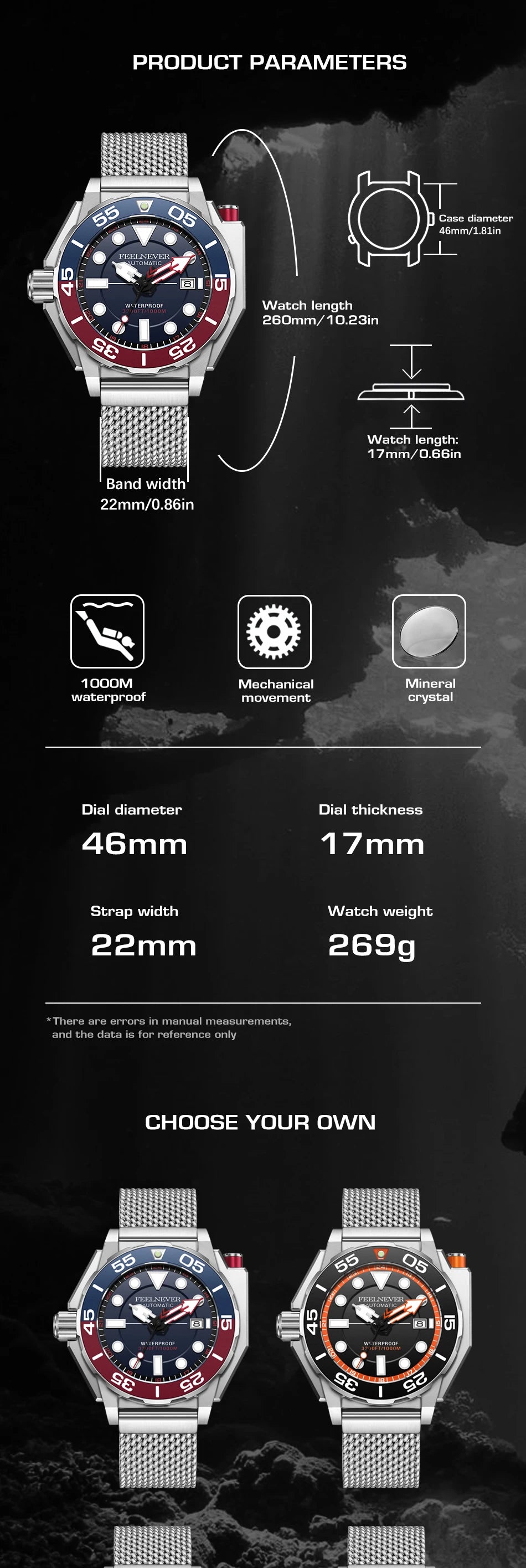 LIGE Top brand luxury watches mens automatic mechanical watch luminous large dial 1000M Gift waterproof relogios masculino+BOX