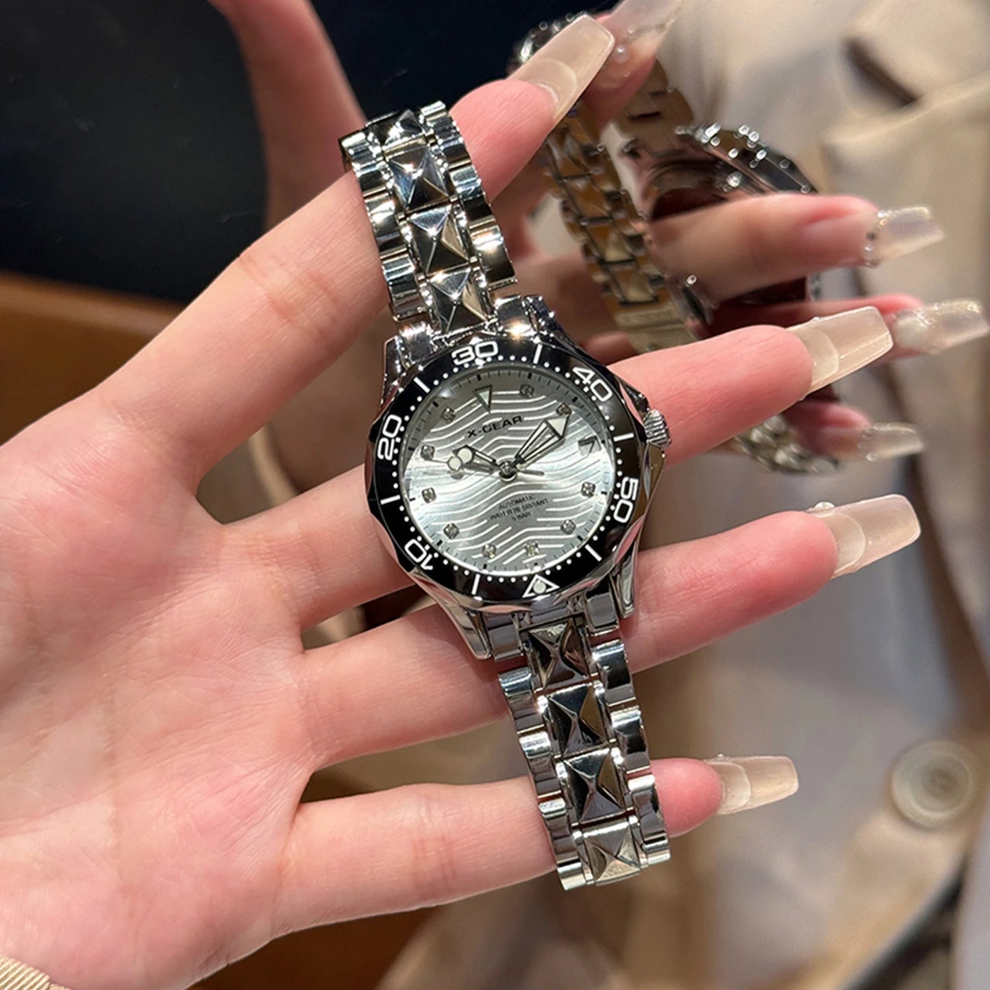 X-GEAR Women's New Watch Fully Automatic Mechanical Watch Light Luxury Temperament Waterproof Watch for Women