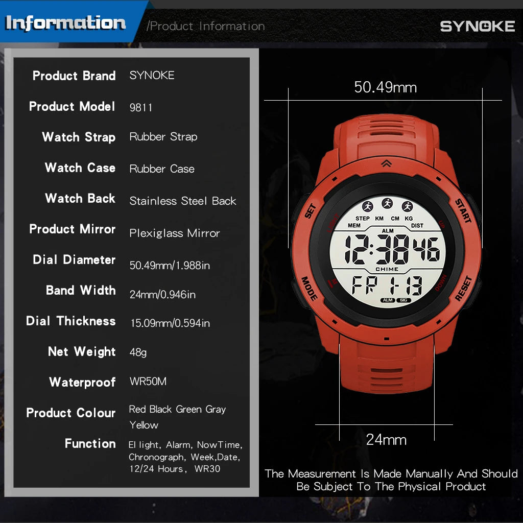 Reloj Hombre Outdoor Digital Watches Sport LED Men Big Dial Round Watch Luminous Casual Clock Multifunction Wrist Stopwatch 2022